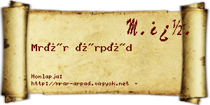 Mrár Árpád névjegykártya